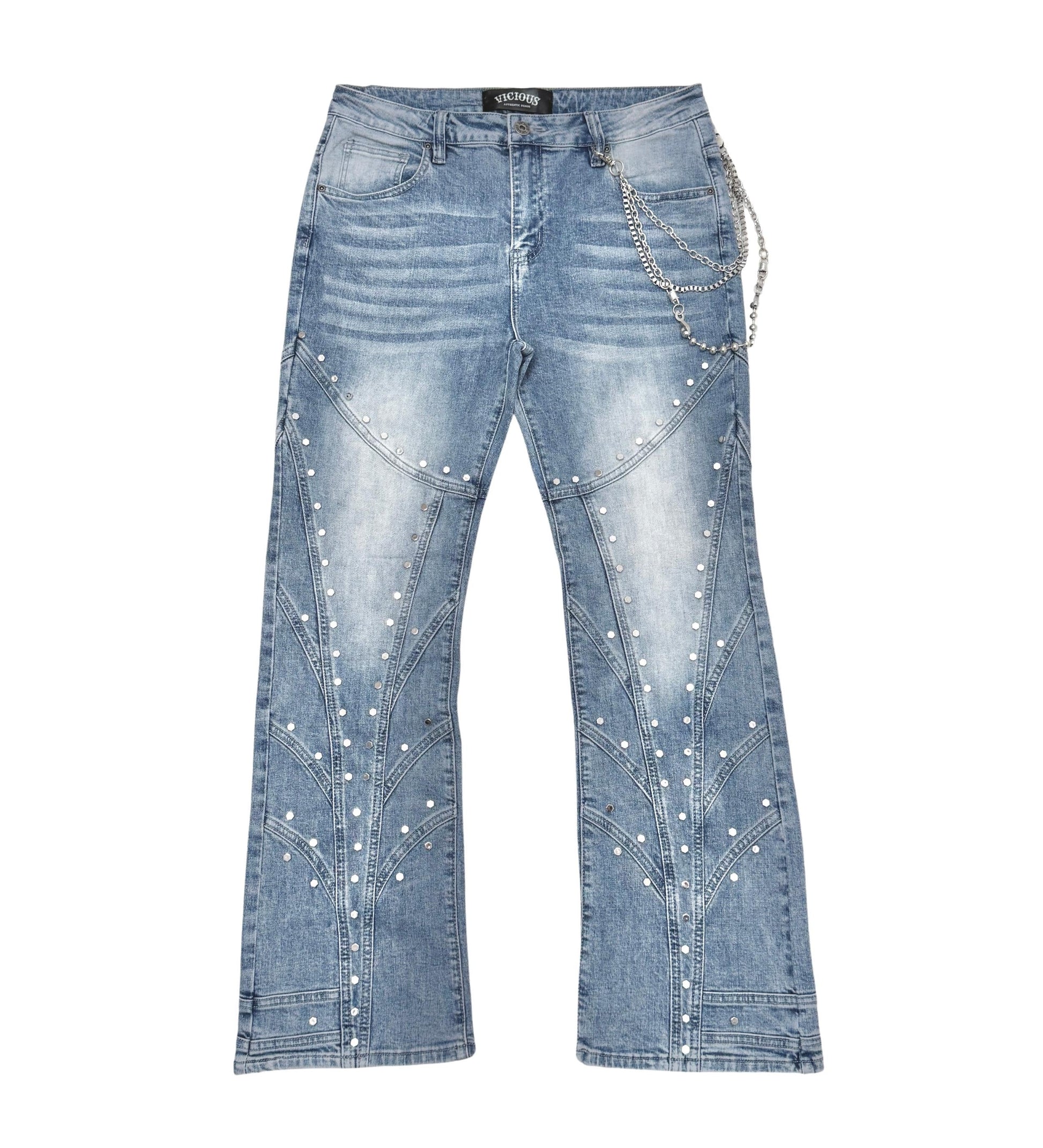 Embellished studded premium rhinestone denim pant By Vicious-1
