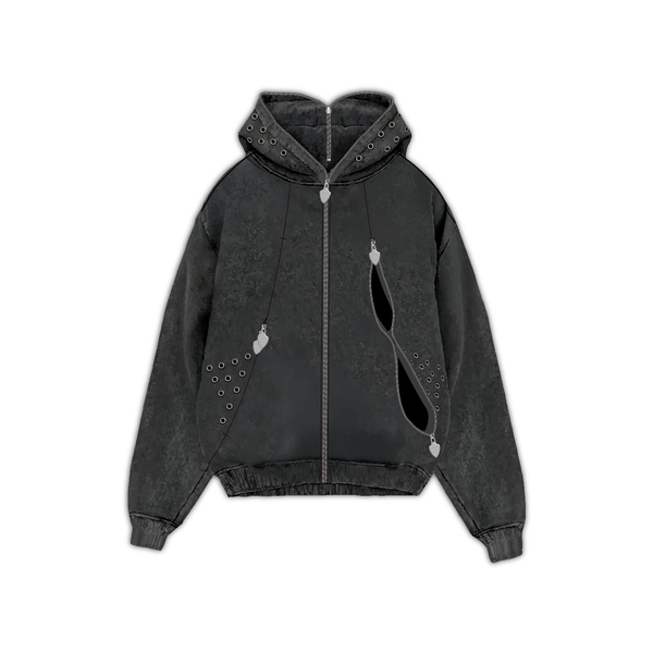 Garment-dyed, heavyweight cotton fleece hoodie by Unknown, view 1