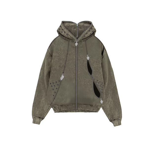 Garment-dyed, heavyweight cotton fleece hoodie by Unknown, view 2