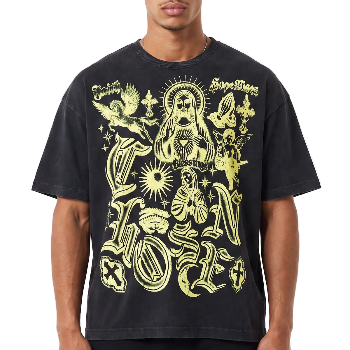 Blessings Neon Graphic Vintage Tee by VIERICHEPARIS, view 1
