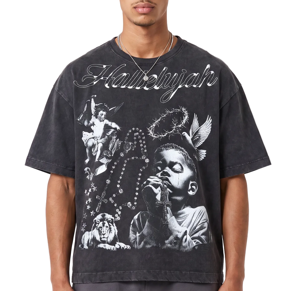 Praying Boy Vintage Graphic Tee by Chosen, view 1