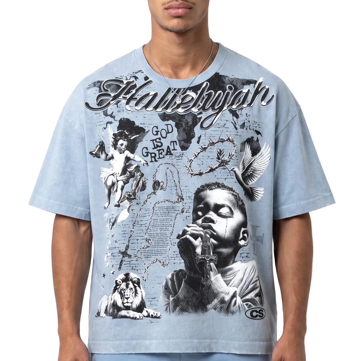 Praying Boy Vintage Graphic Tee by VIERICHEPARIS, view 7