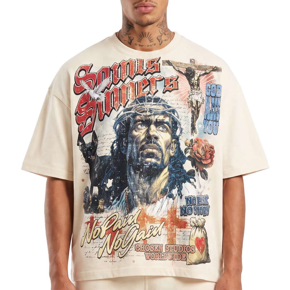 No Pain No Gain Vintage Jesus Graphic Tee by Chosen, view 7