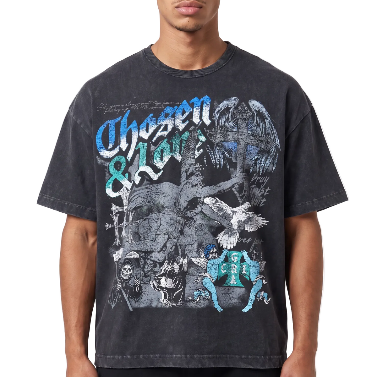 Chosen & Loved Vintage Angel Graphic Tee by VIERICHEPARIS, view 1